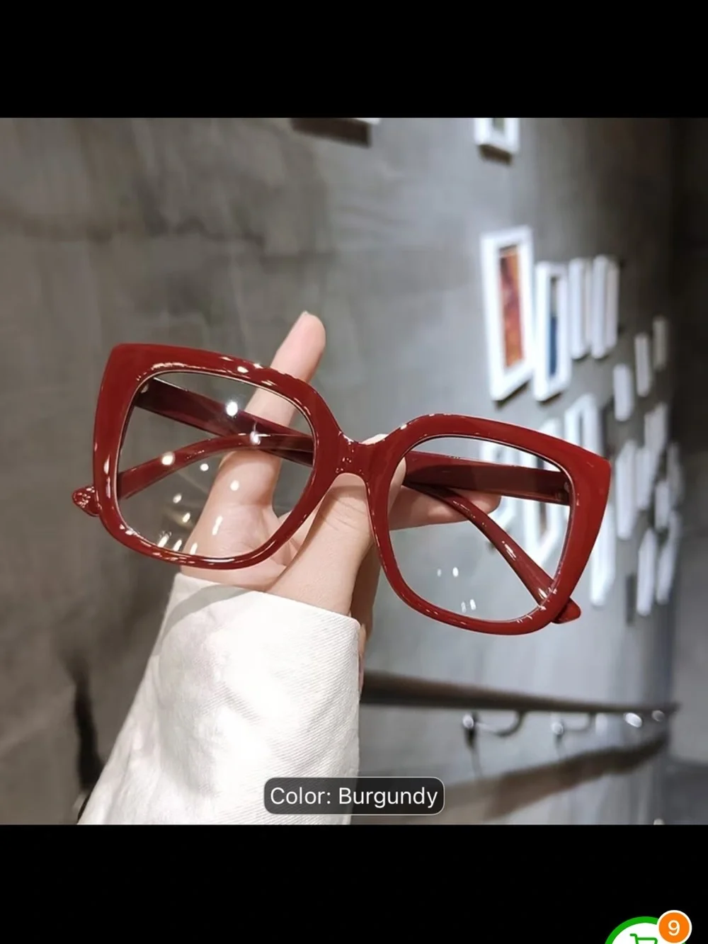 Oversized Burgundy Square Women’s Fashion Eyeglasses